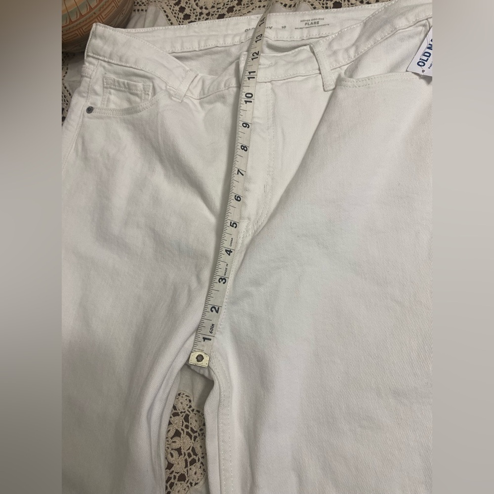 NWT Old Navy Calla Lily 451 white high rise Wide-Leg Pants raw hem size 10 - Picture 5 of 7